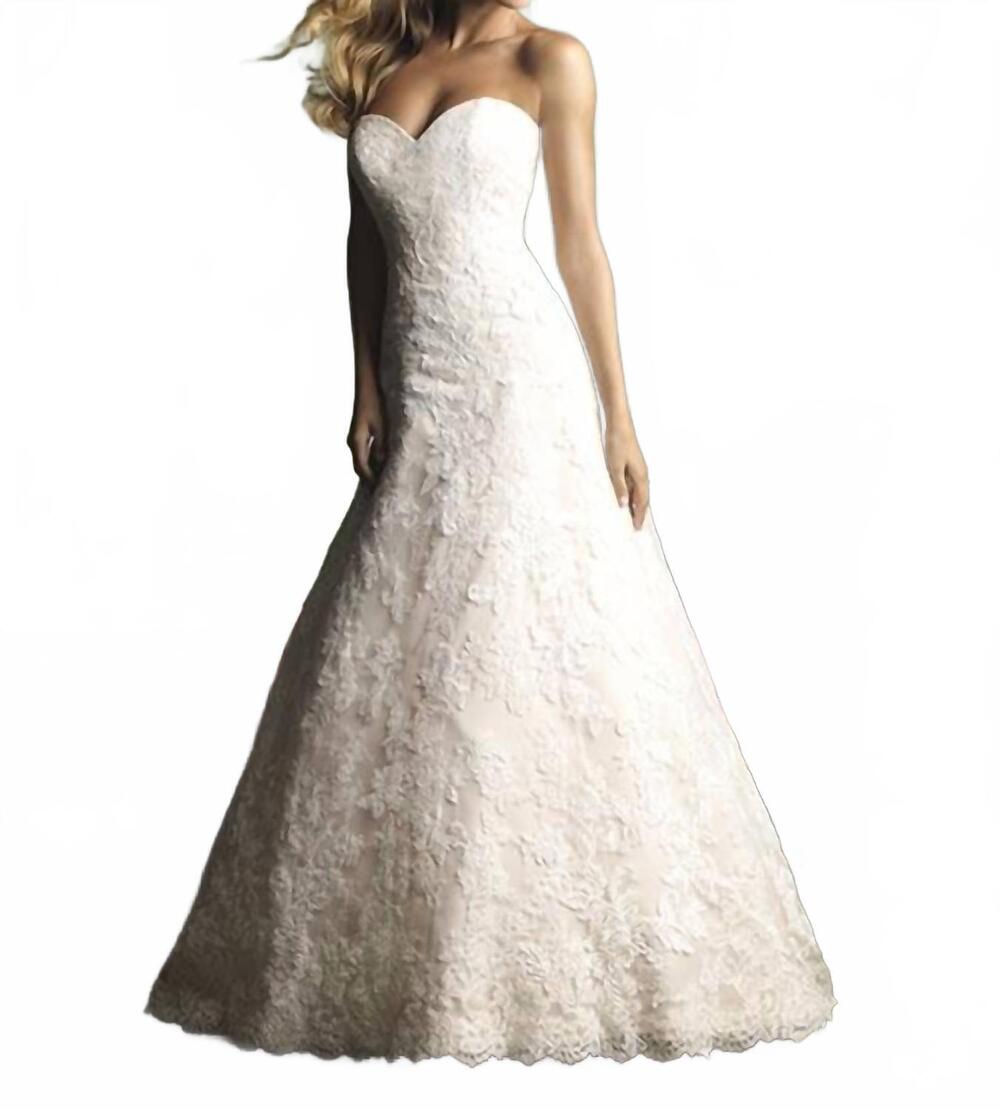 NEW ALLURE BRIDALS strapless sweetheart lace wedding dress in ivory